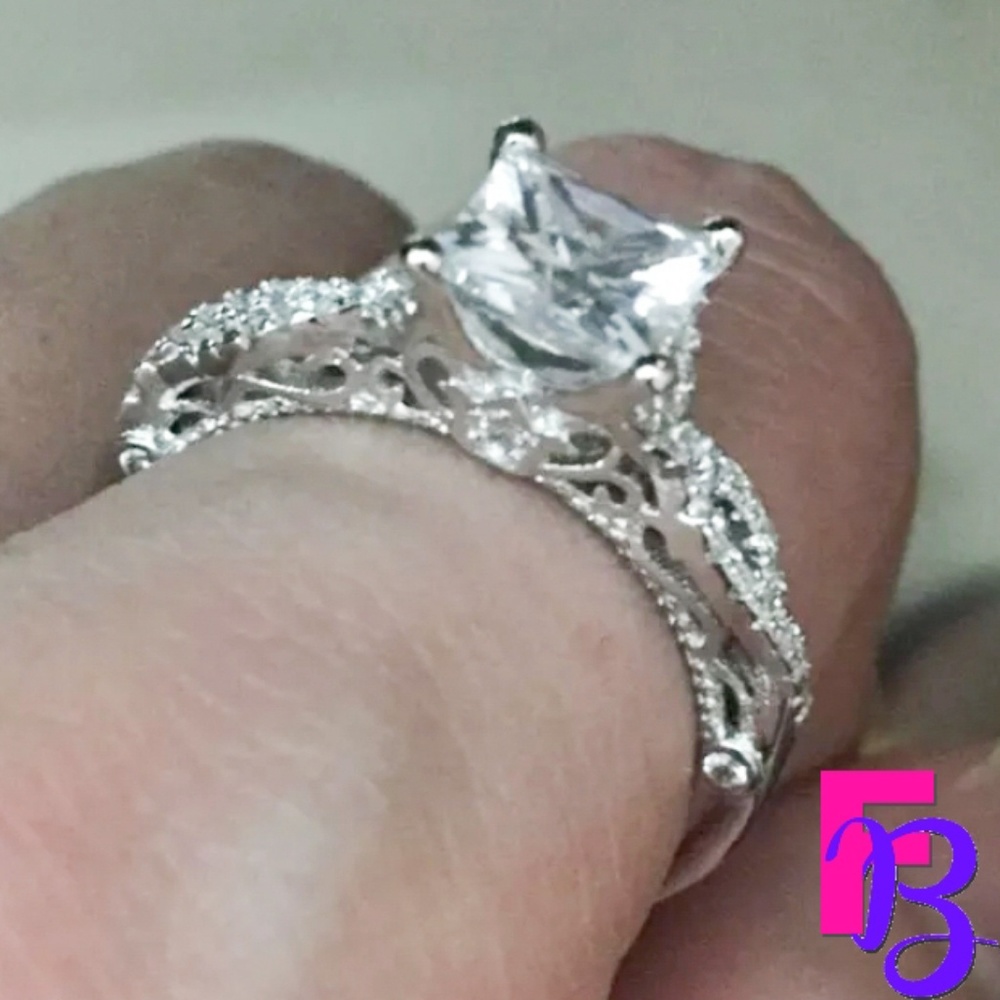 Size 6 2 CT Princess Cut Engagement Ring - Picture 8 of 11